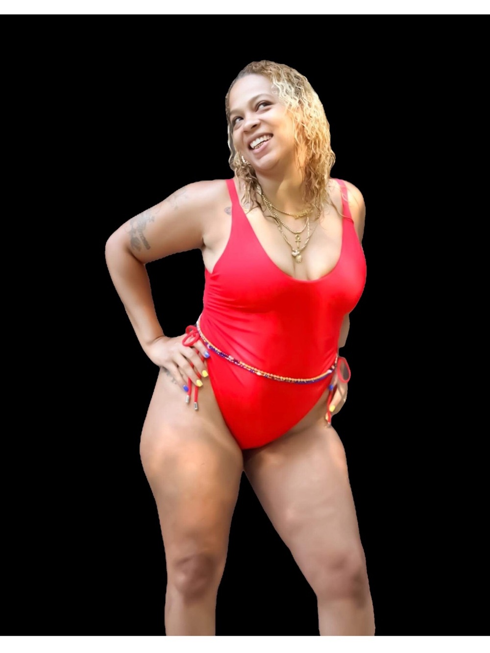 Women’s Red One-Piece Swimsuit - Classic Scoop Neck